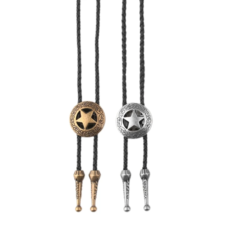 

Classical Star Bolo Tie Cowboy Carving Necktie Necklace Costume Accessory