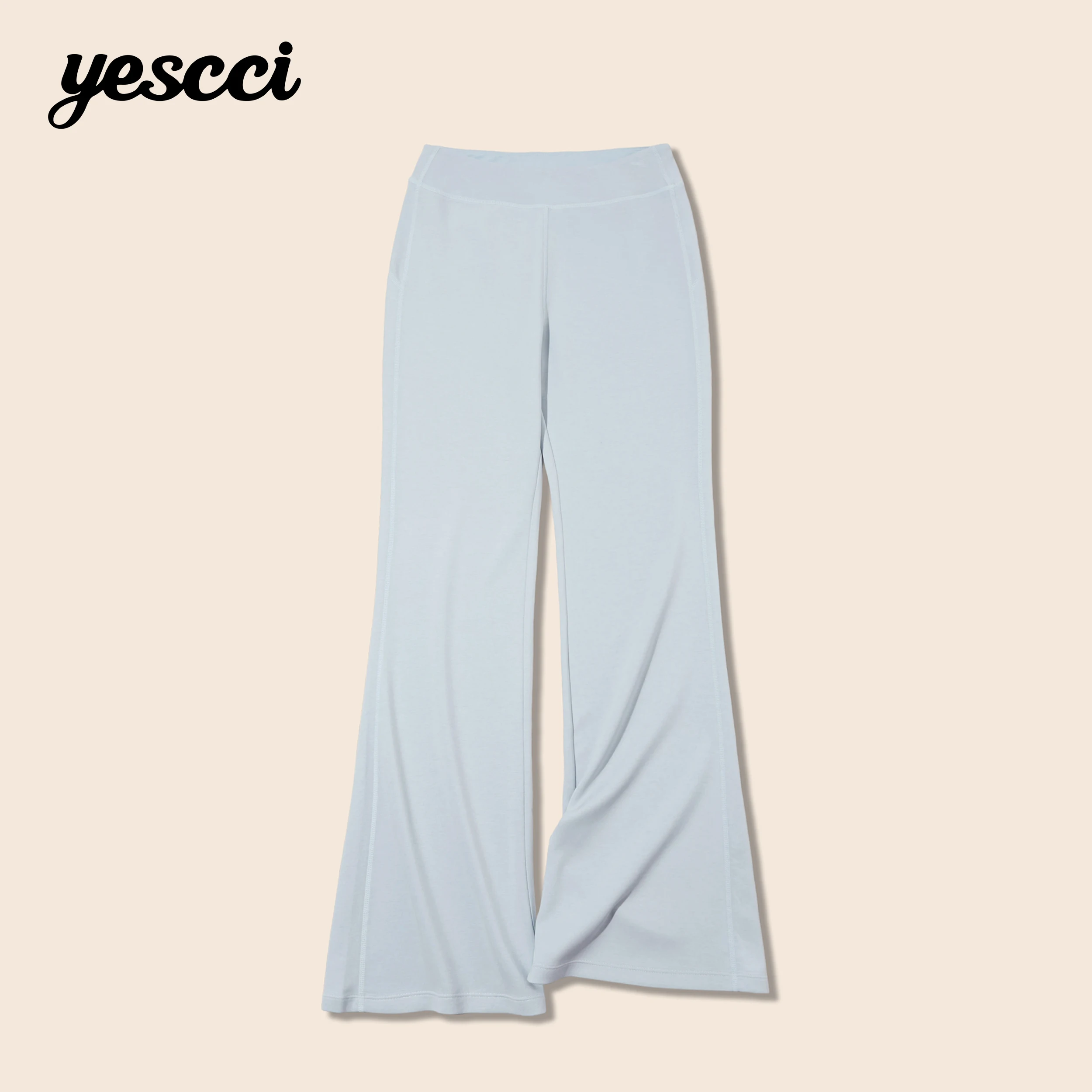 YESCC Basic Flared Trousers Mid Waist Stretch Straight Leg Pants For Woman 2026 Autumn New Solid Casual Lounge Pants S56341033