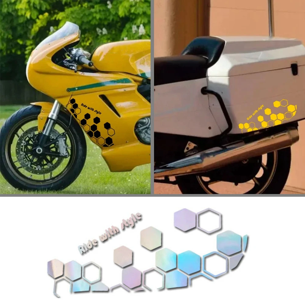 Honeycomb Car Decal Motorcycle Hexagon Geometric Pattern Sticker Self-adhesive Decal Sticker for Truck SUV Motorcycle Vehicle