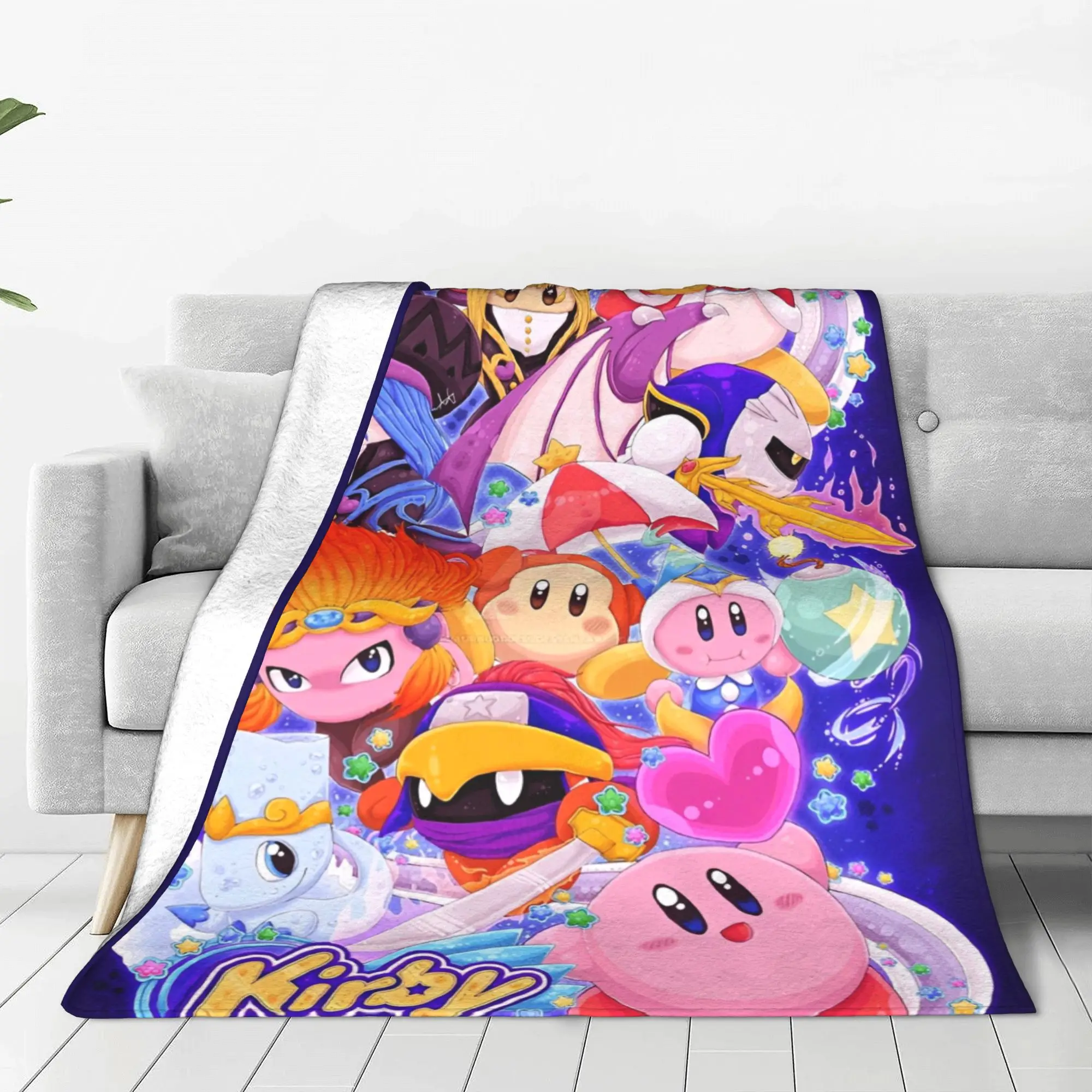 K-Kirbys Cartoon Stars Kawaii Blanket Anime Game Cute Wool Throw Blankets Portable Lightweight Multi-function Plush Thin Quilt