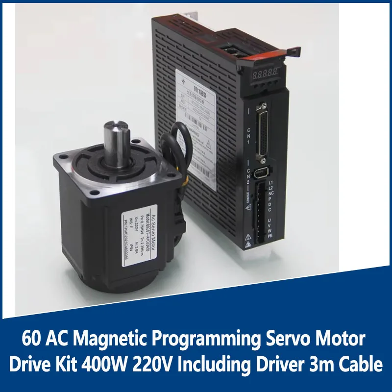 

60 AC Magnetic Programming Servo Motor Drive Kit 400W 220V Including Driver 3m Cable