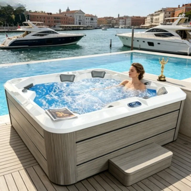 Stainless Steel Spa Whirlpool Jacuzzi Massage Bathtub Hot Tub Hydrotherapy 6 Person Outdoor Waterfall Ozone Filter