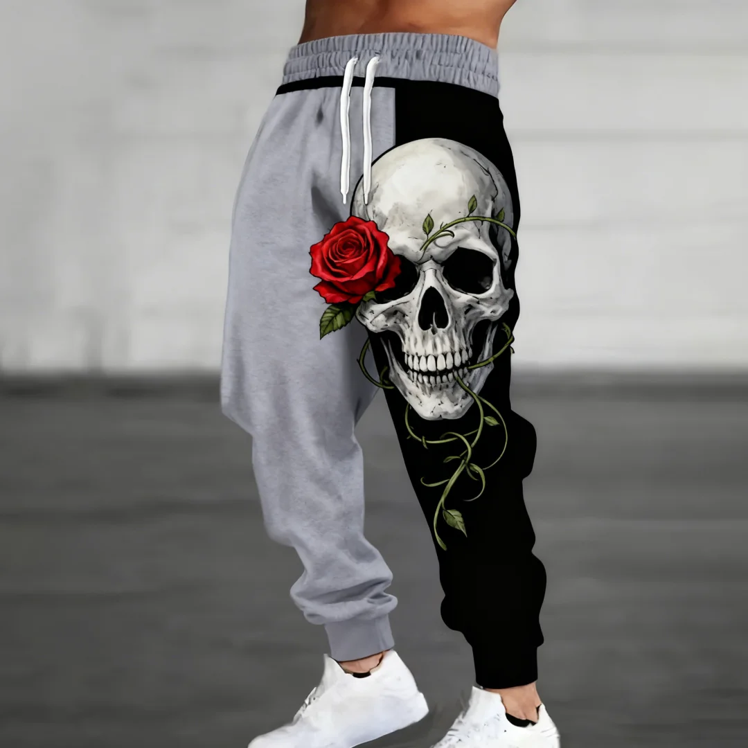 

Trendy American Style Sweatpants 3D Skull Print Trousers Street Hip Hop Long Pants Daily Casual Sports Pants Fashion Men Clothes