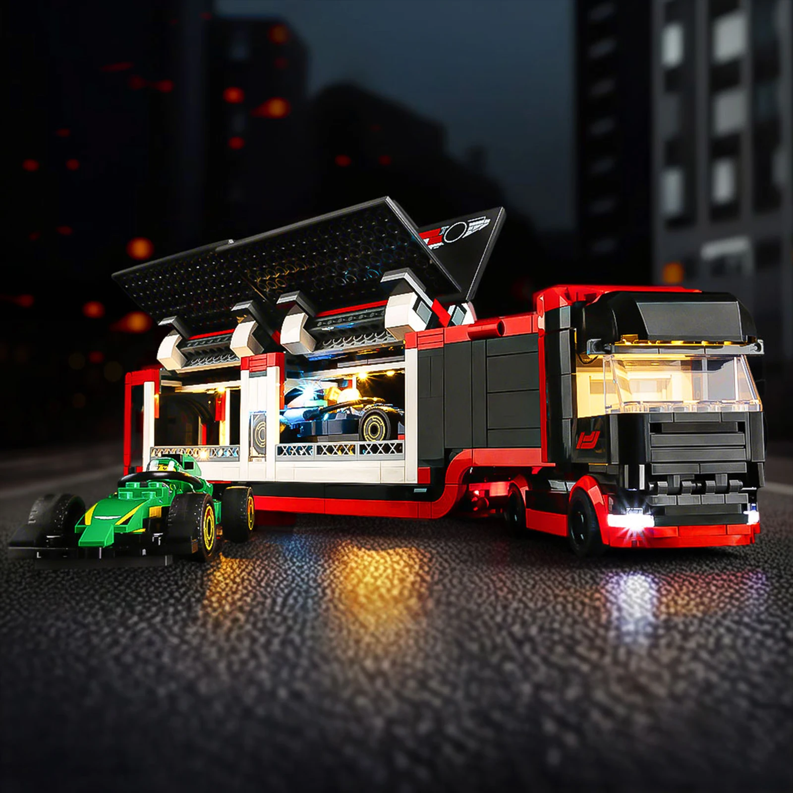 LED-Beleuchtungsset ohne Modellbausatz, geeignet für LEGO F1 Truck mit RB20 & AMR24 F1 Autos City 60445 Bausteine