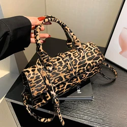 Top Brand Shoulder Bag Quality Pu Leather Classic Handbag Vintage Leopard Crossbody Bags For Women Khaki Brown Hand Bag Clutches