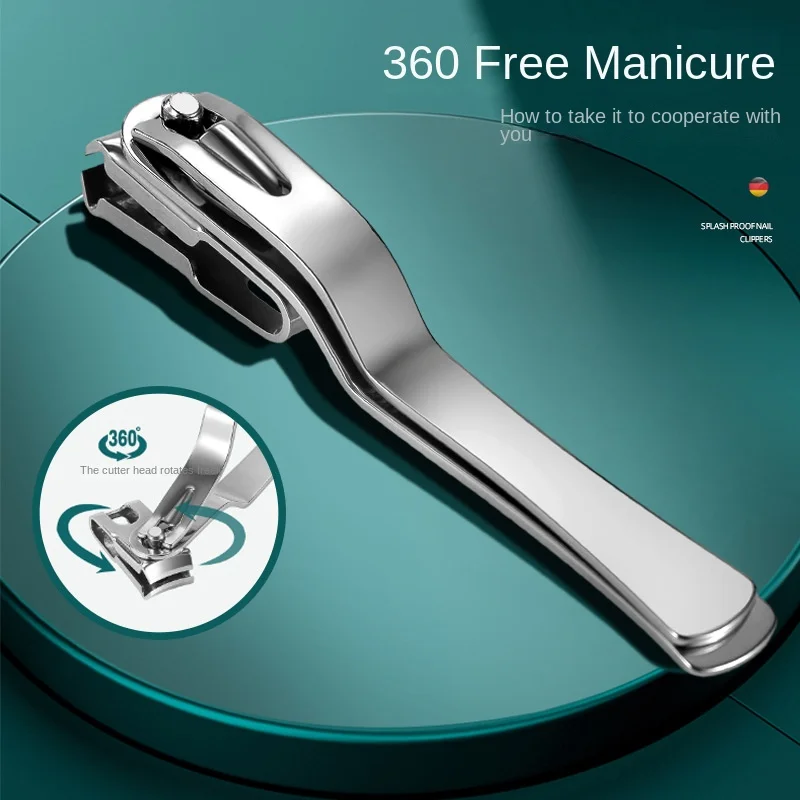 Professional nail clipper, large slanted blade, built-in toenail scissors for cutting thick and hard nails, manicure tool