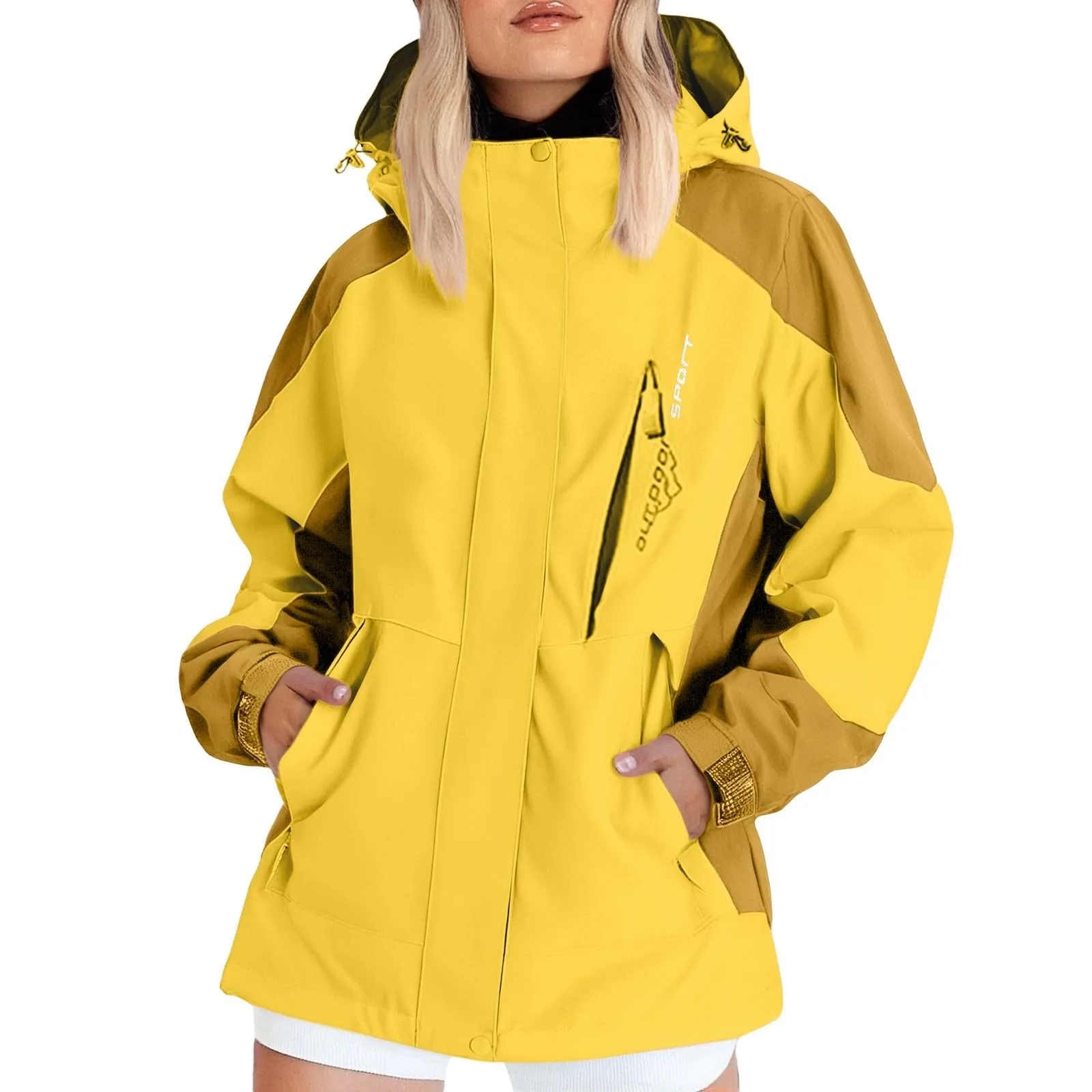 

Autumn Women's Fashion Hiking Jacket Long-sleeved Hooded Coat Outdoor Waterproof Windproof Thin Mountaineering Jacket Coat
