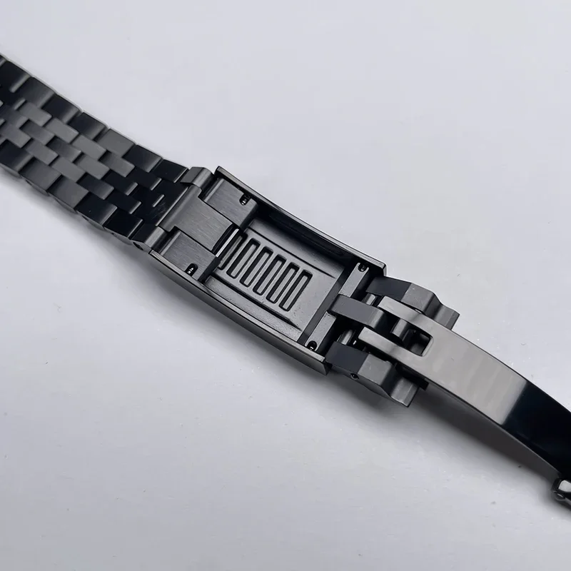 39mm DJ Full Black NH35 Case Fluted Bezel Sapphire Glass For Seik Mod Modification Part Fit NH35 NH36 Movement Steel Watch Case