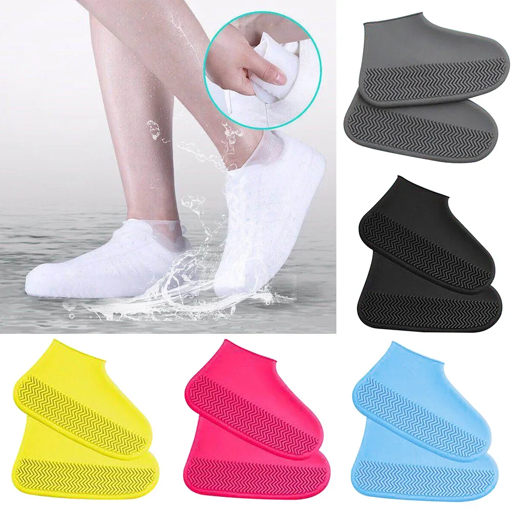 Impermeável Silicone Sapato Cobre, Anti-Slip Rain Boots, Unisex Sneakers Protector, Outdoor, Dia chuvoso, Reutilizável