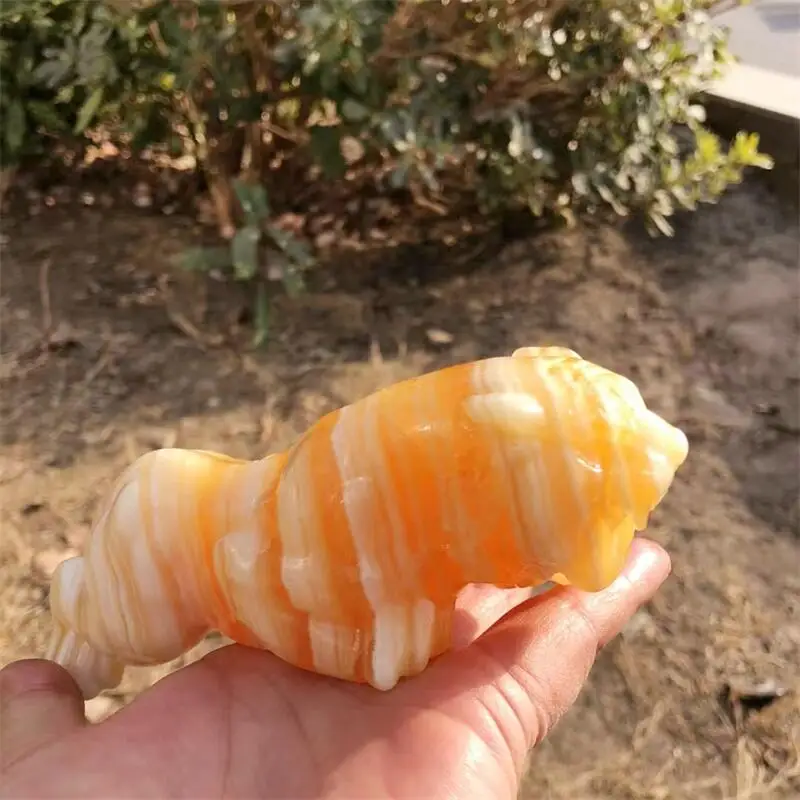 

Natural Orange Calcite Tiger Carving Reiki Healing Stone Children Birthday Gift Home Decoration 1PCS
