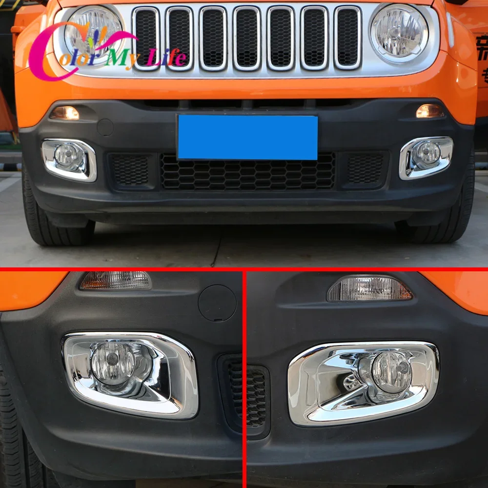 Car Chrome Fog Light Cover for Jeep Renegade 2015 2016 2017 2018 2019 2020 Accessories Front Fog Lamps Protector Trim Stickers