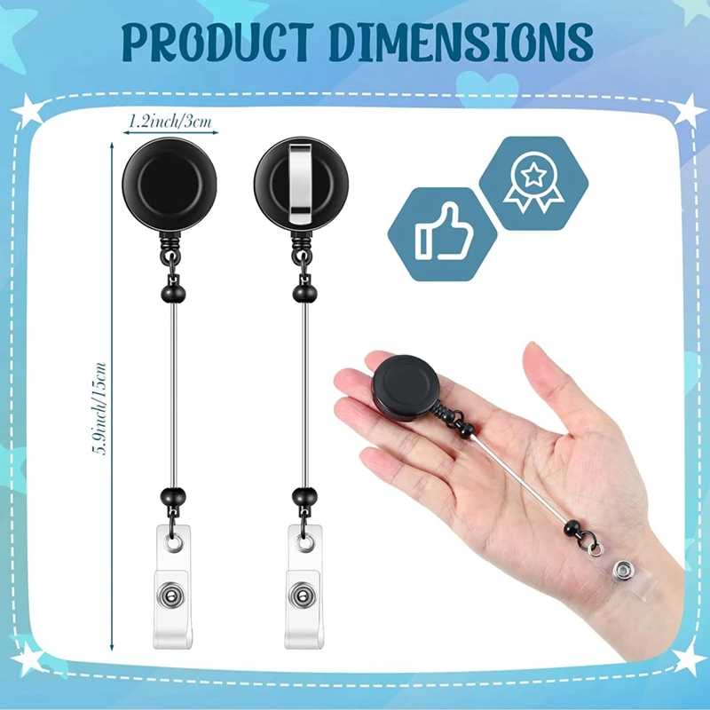 12 Stück Perlen DIY Abzeichen Rolle Kit einziehbare ID Name Abzeichen Rolle Clips Halter für Perlen leere Stange mit Gürtel clip