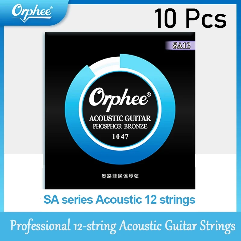 

10 Pcs Orphee SA12 12-string Acoustic Guitar Strings in Phosphor Bronze Professional 12 String Folk Guitar Strings Accessories