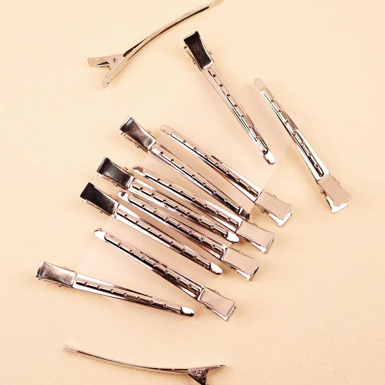 12pcs Stainless Steel Spike Alligator Duck Bill Salon Clips Metallic Hair Barrettes Hair Clips, Special for Real Hair Wigs