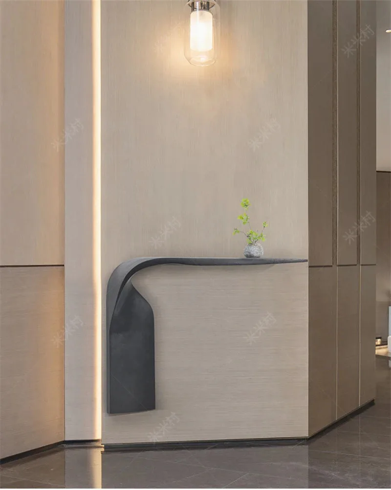 Simple Art Console Table Creative Entrance Furniture Console High-grade Special-shaped Solid Wood Wall Nordic Decorative Table E