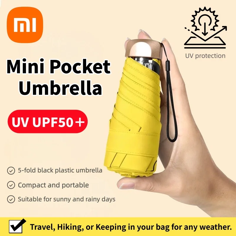 Xiaomi Mini-Sonnenschirm, kleine Tasche, Regenschirm, Vinyl, faltbar, UV-Schutz, Sonnenschutz, Taschen-Sonnenschirm, Kapsel