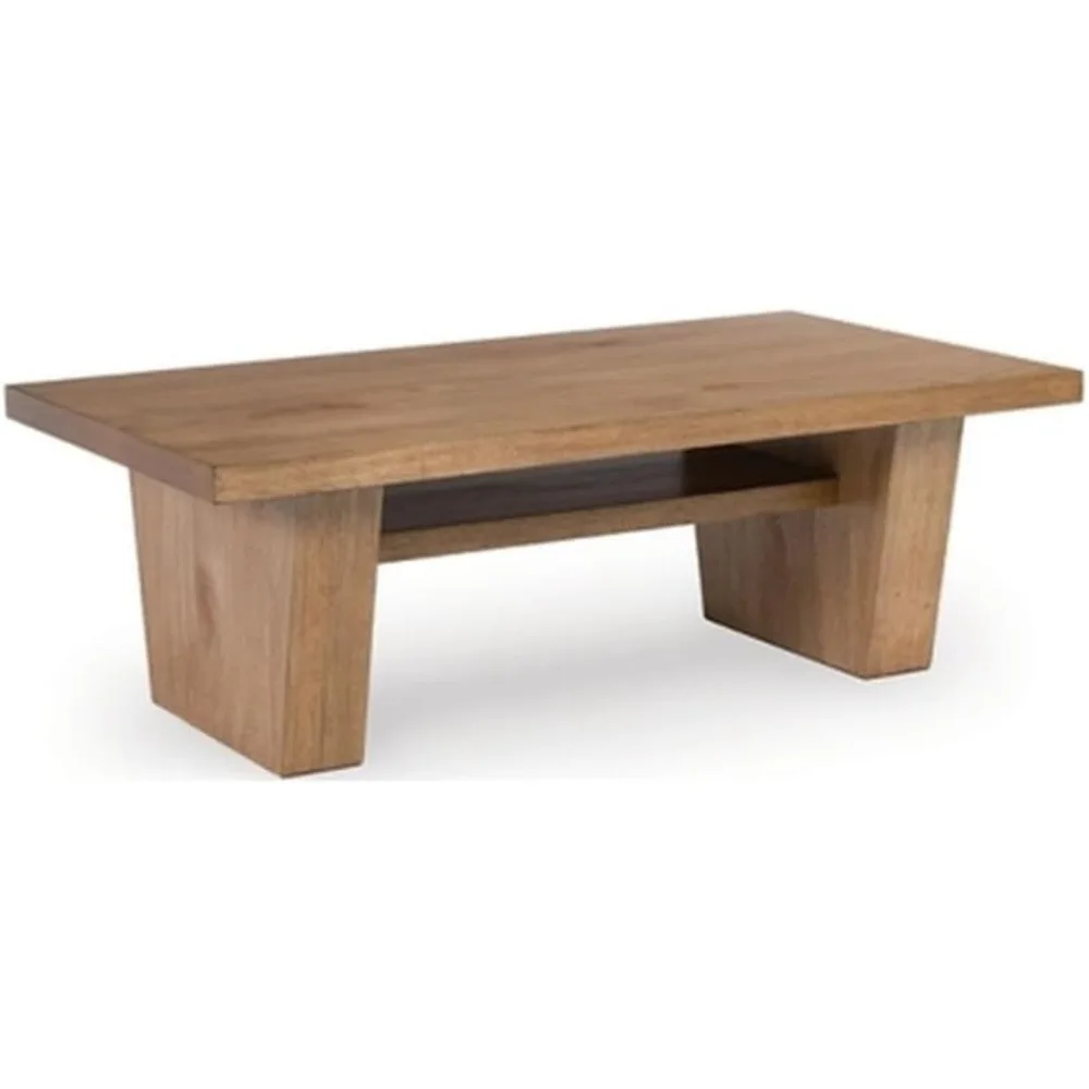 Kristiland Classic Cocktail Table with 1 Lower Shelf, Light Brown