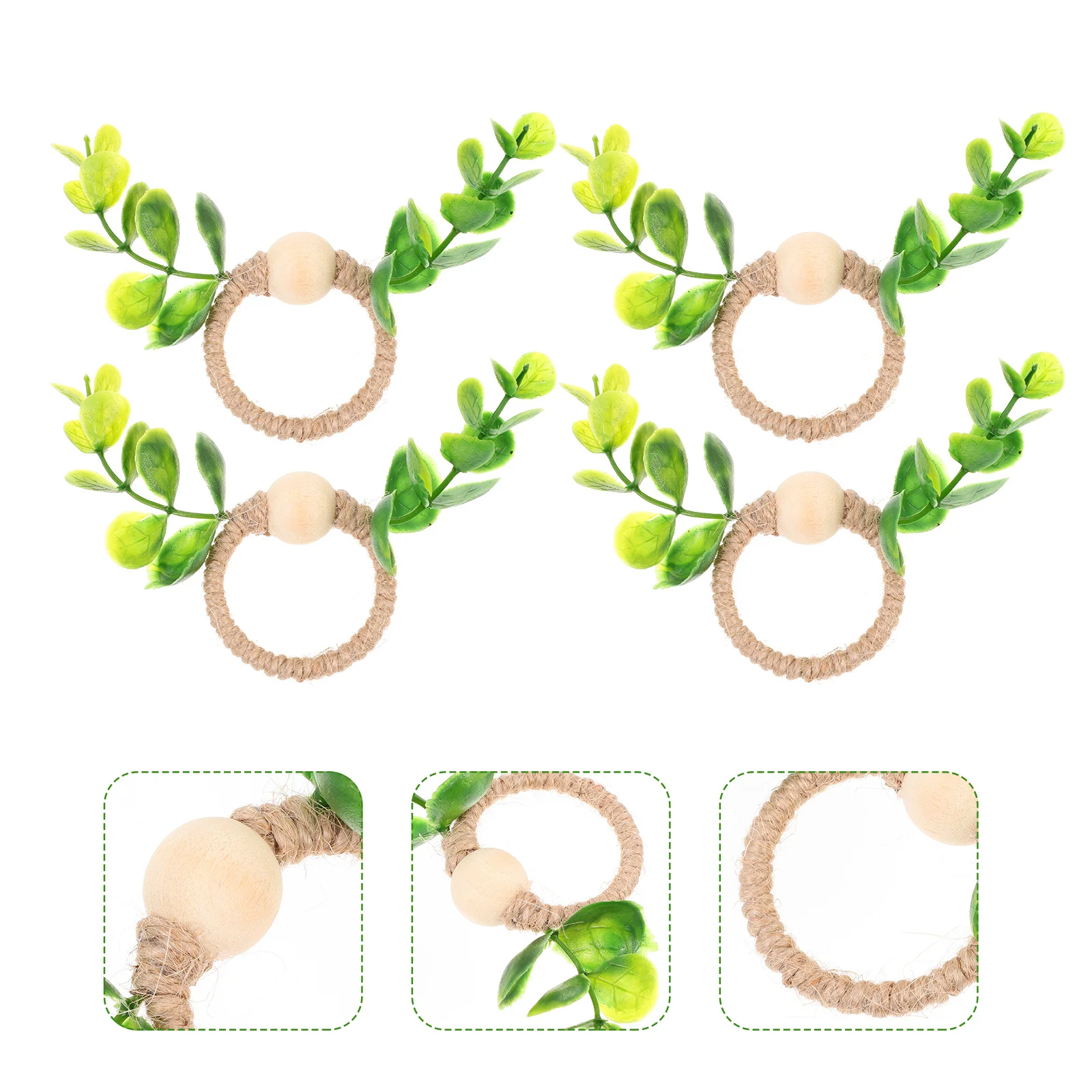 

6Pcs Eucalyptus Leaf Napkin Rings Decorative Rustic Napkin Holders Party Dining Table Buckles for Restaurant Home Banquet Use