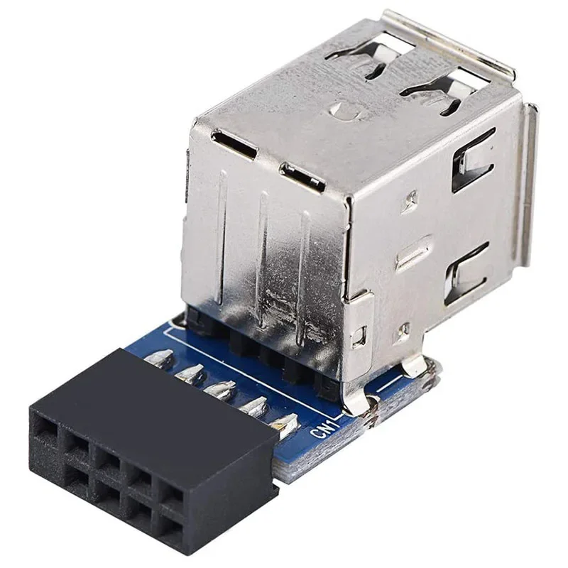 5Pcs Desktop Board USB Connector, 9Pin/10Pin Dual USB2.0 A Port Front Panel Adapter, USB Internal Motherboard Header