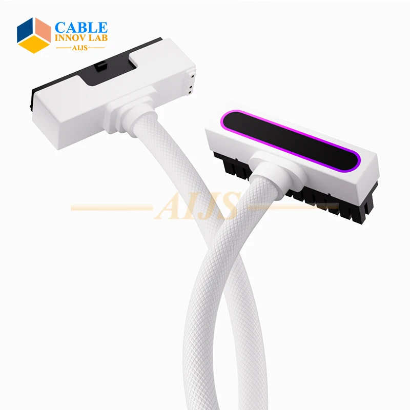 AXT 24PIN Motherboard extension cable Male-to-Female Connectors 5V 3PIN ARGB PC Cable 18AWG 90 degrees right angle design