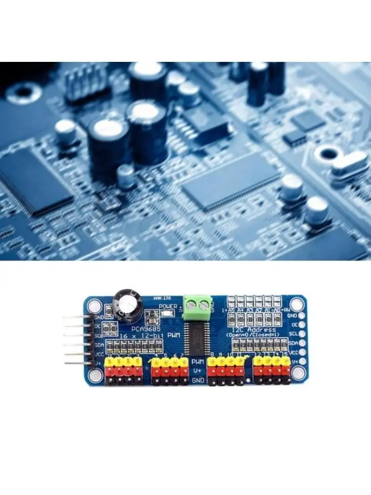 

652F 2Pcs PCA9685 16 Channel 12-Bit PWM Servo Motor Driver Module for RPI Development