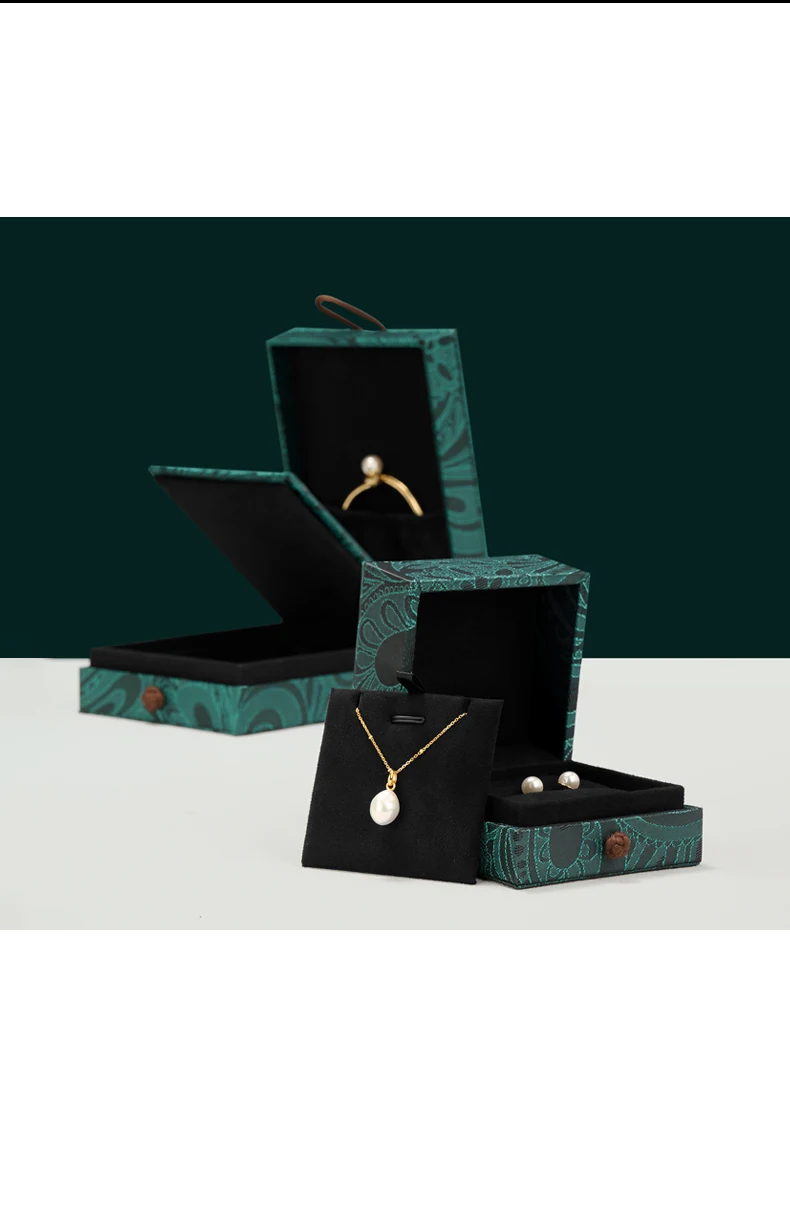 Oirlv Schmuckbox im chinesischen Stil, dunkelgrün, Schmuck-Organizer für Ringe, Ohrringe, Halsketten, Armbänder, tragbare Aufbewahrungsbox, Geschenkverpackung. – Detail 10