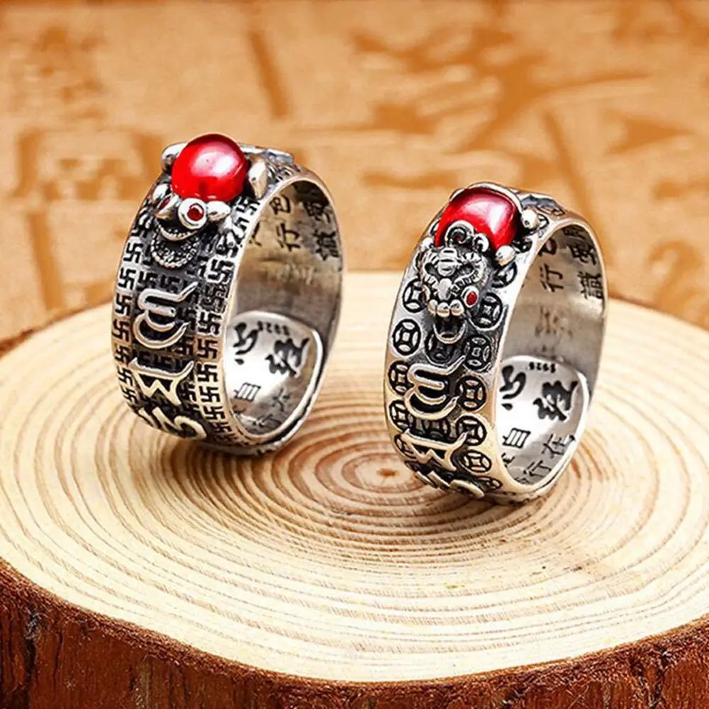 Clouds Carved Feng Shui Good Luck Domineering Buddhist Jewelry Gifts Metal Rings Adjustable Open Ring Men Women Rings