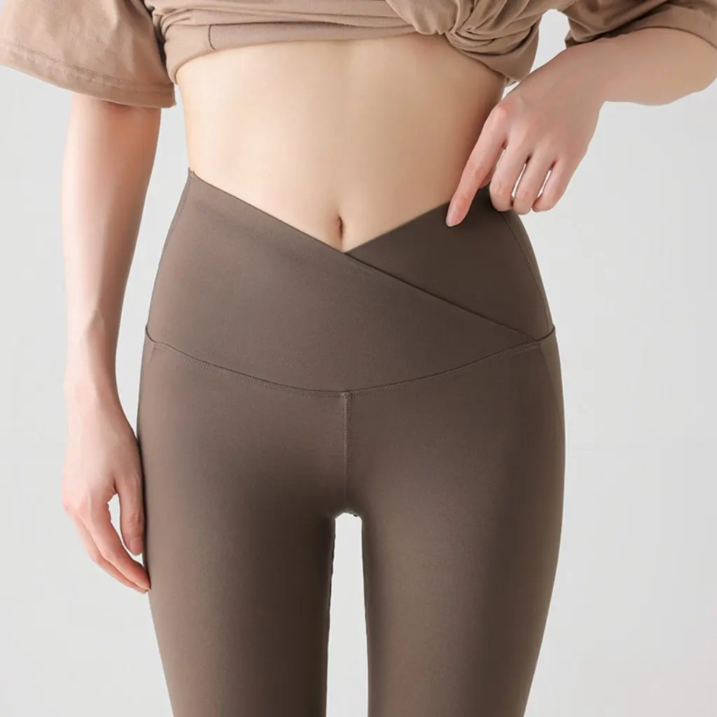 レディース ハイストレッチ クロスウエスト Vウエスト バービーパンツ スリミングレギンス ヒップアップ ヨガ シャークパンツ 春秋用