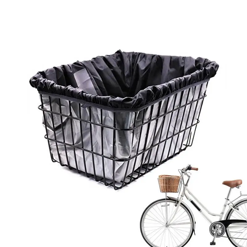 Durable Bike Basket Cover liner Black 210D Oxford Cloth Rainproof Waterproof For Most Bicycle Baskets