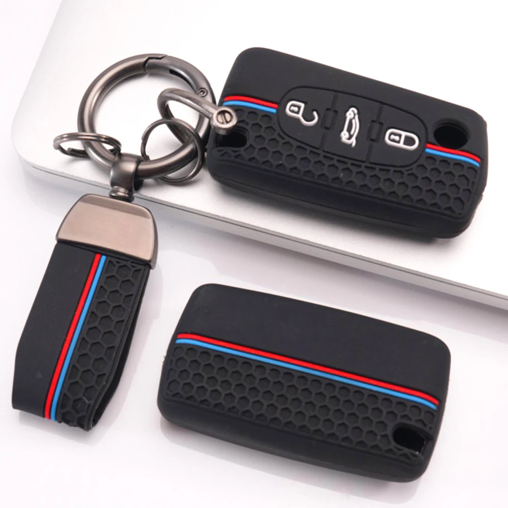 Key Fob Case With Lanyard For Peugeot 107 206 207 307 308 407 607 807 3008 5008 Partner Expert For Citroen C2 C3 C4 C5 C6 C8