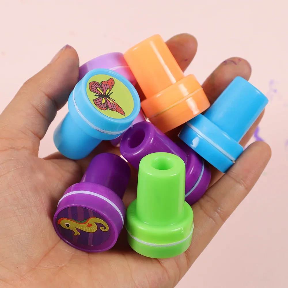 10/12pcs Assorted Stamps Kids Self-ink Stamps Children Toy Stamps Smiley Face Seal Scrapbooking DIY Painting Photo Album Decor