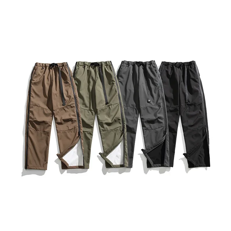 

Men Solid Ankle Length Pants Cargo Pants Elastic Waist Casual Pant Spliced Loose Pockets Winter Patchwork Slight Strech Trousers