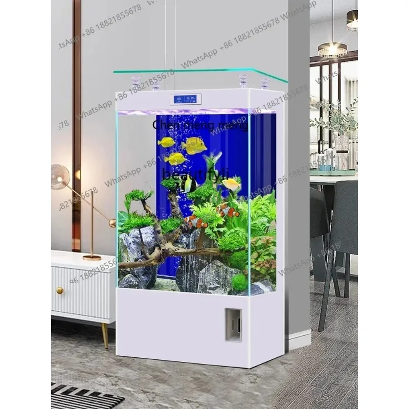 R cc182R New Three-Dimensional Floor Super White Glass Fish Tank Living Room Home Partition Wall One-Click Drainage R