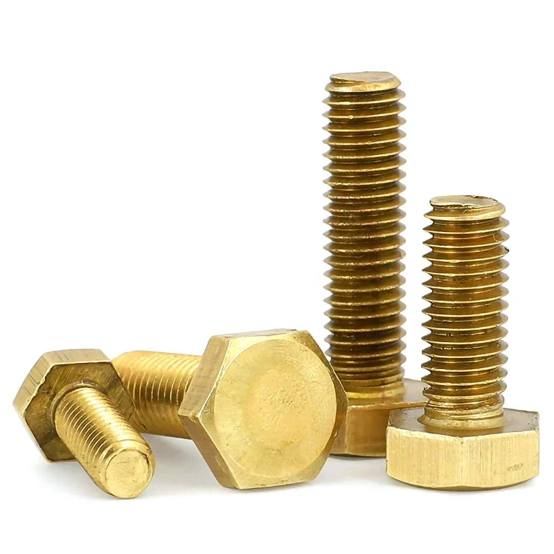 2PCS Brass Outer Hexagonal Bolt M14 M16 Machine External Hex Head Copper Screw Full Thread Length 30mm To 100mm