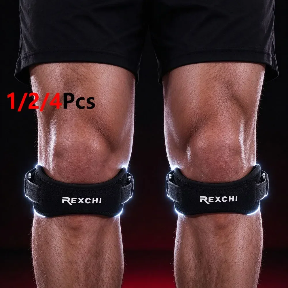 1/2/4Pcs Professional Sports Patella Knee Strap Brace, Dual Buckle Design Knee Protector, Stabilize Patella for Running, Tennis