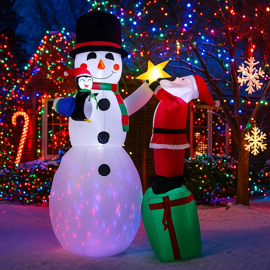 2.4 متر/7.8FT نفخ سانتا كلوز ثلج مع البطريق LED أضواء ديكورات المنزل اللعب ساحة عيد الميلاد الحلي لوازم الديكور