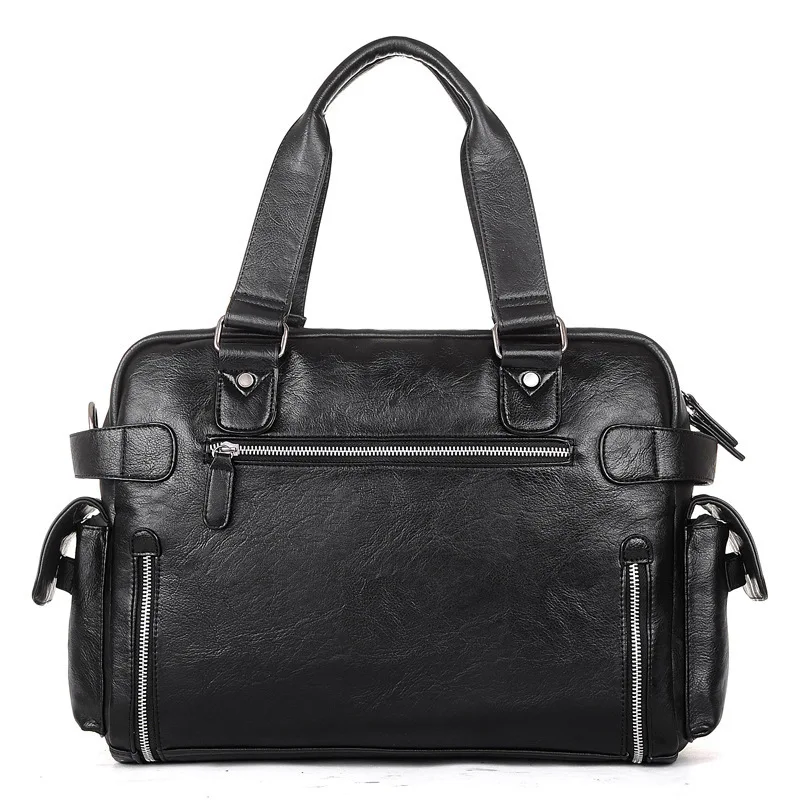 Imagem -04 - Leather Boston Duffel Bolsa para Homens Maleta de Ombro Bolsa para Laptop Bolsa de Ombro Comercial Bolsa Lateral Crossbody Necessário Marido pu