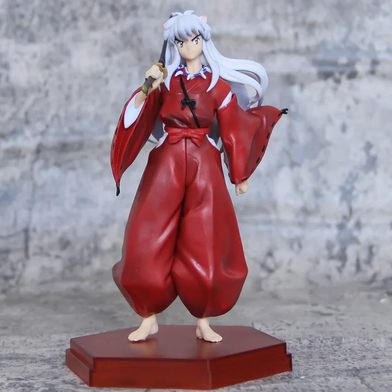 20cm Inuyasha Anime Action Figure Collectible Statue Standing Pose Two Styles (White/Black Hair) for Toy & Hobby
