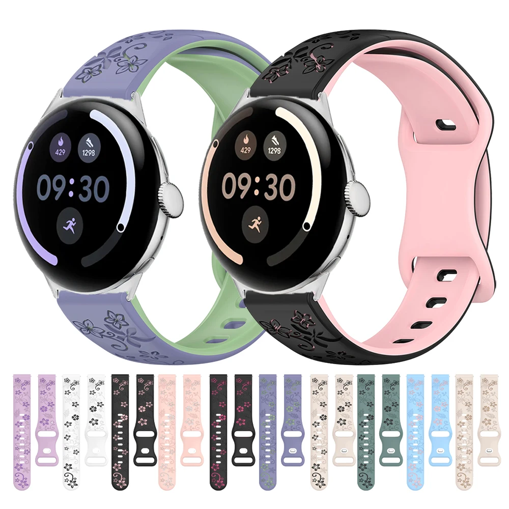 

Силиконовый ремешок Tow Tone подходит для Google Pixel Watch 4, 41 мм, сменный ремешок с гравировкой для часов GOOGLE PIXEL 4 3 (45 мм) 2 1