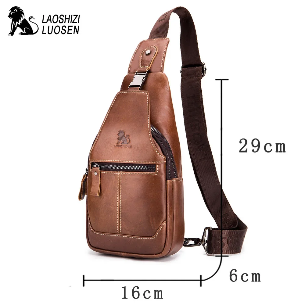 Bolso de pecho de cuero genuino para hombre, bandolera clásica informal de gran capacidad, novedad de 2023