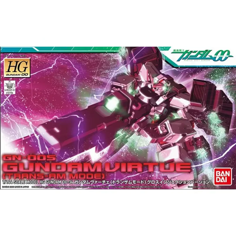 100% ORYGINALNY MODEL BANDAI ANIME HG 1/144 GN-005 GUNDAM VIRTUE TAANS-AM MODE ACTION FIGURE TOYS KOLEKCYJNE PREZENTY DLA DZIECI