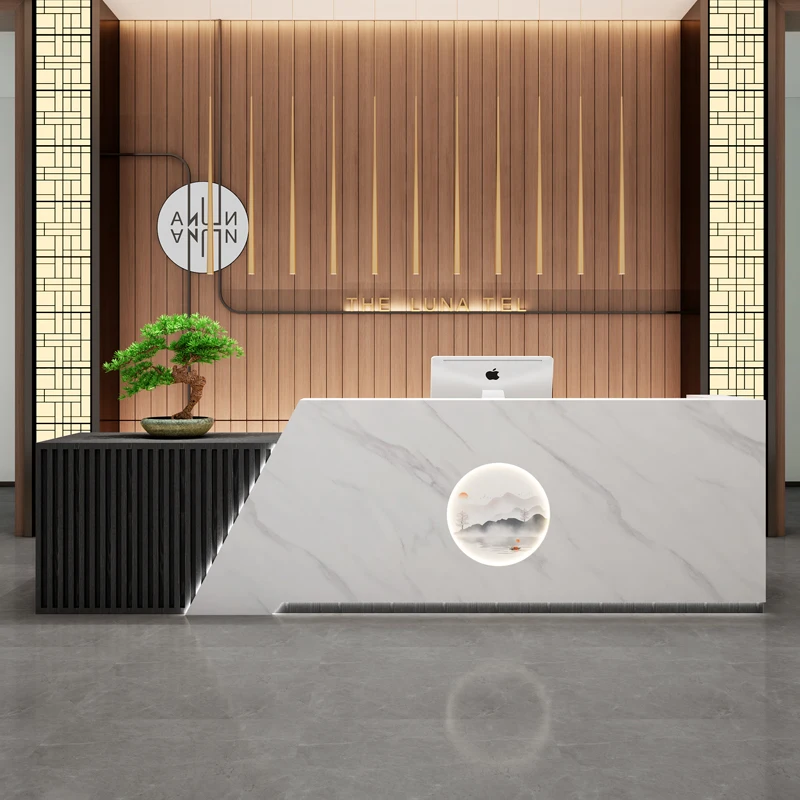 Checkout Page Store Counter Reception Table Simple Modern Beauty Reception Desks Salon Haircut Mostrador Recepcion Furniture