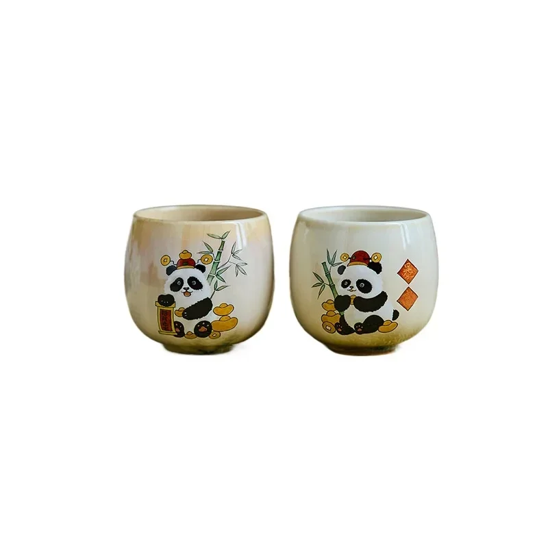 Jingdezhen hand-painted teacup couple pair of Kung Fu tea master cup panda tea set girl cute  cup