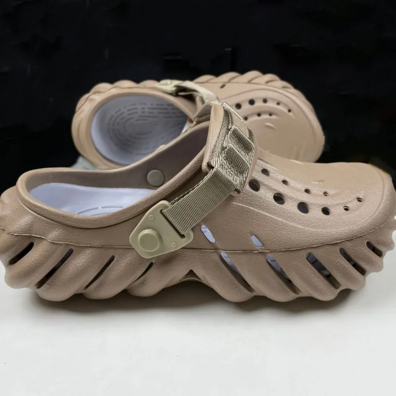 

Мужские уличные летние сандалии, дышащие, противоскользящие, износостойкие, с чехлом на носок, пляжные тапочки Clog oes, повседневные пляжные тапочки из материала EVA