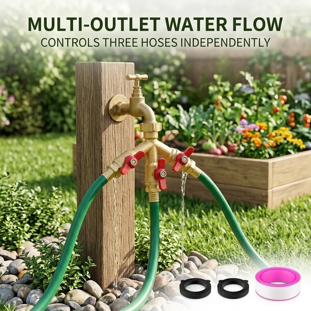 Four Way Diverter Valve Professional US Standard Brass Manifold for Home Shower Irrigation Cooling System High Flow Durable