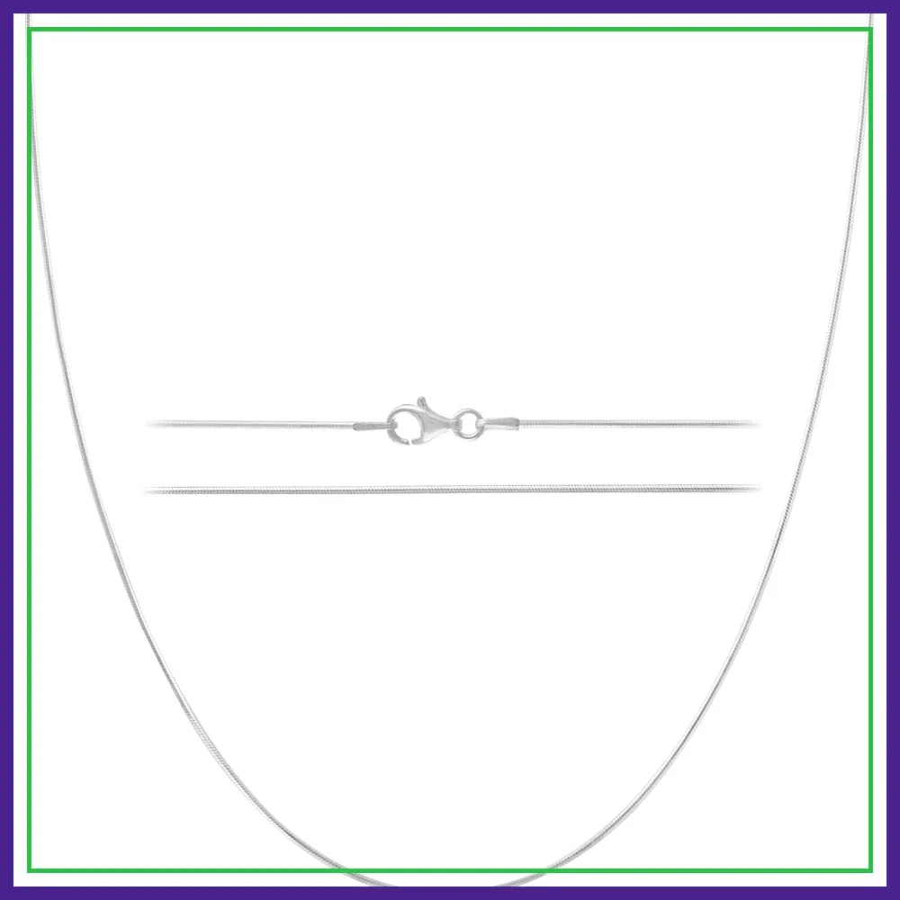 

8 Sided Snake Chain Necklace – Thin Dainty 925 Sterling Silver for Women & Men with Lobster Clasp