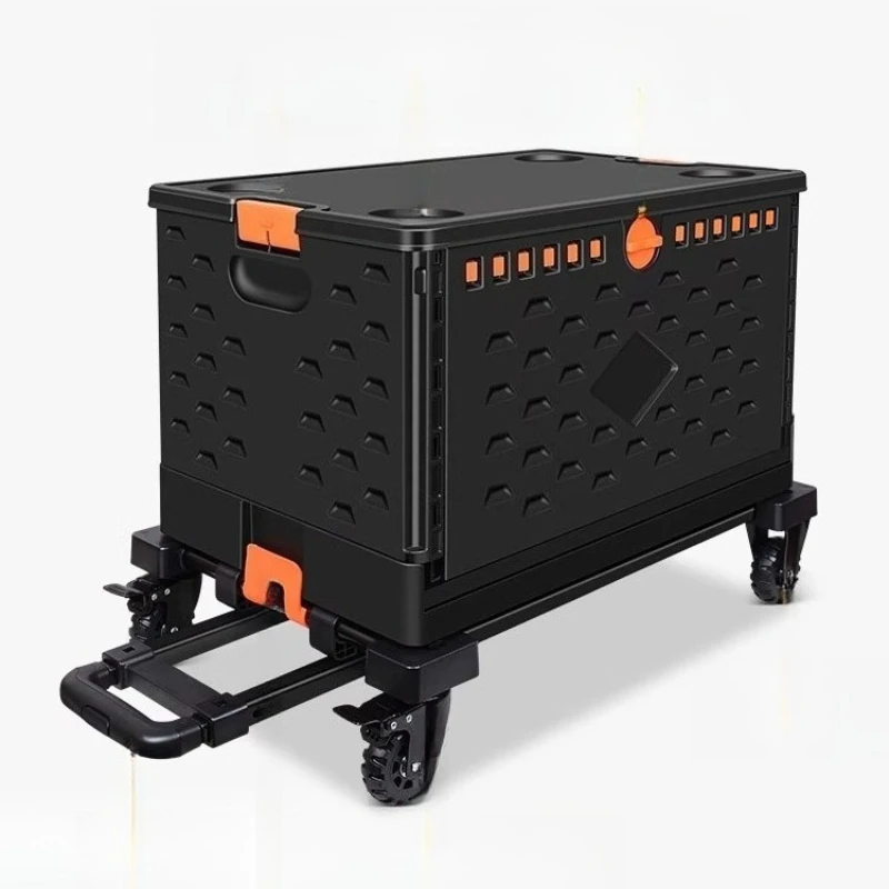 

Dual-purpose trolley truck with folding box trailer box-type household grocery shopping trolley flatbed truck