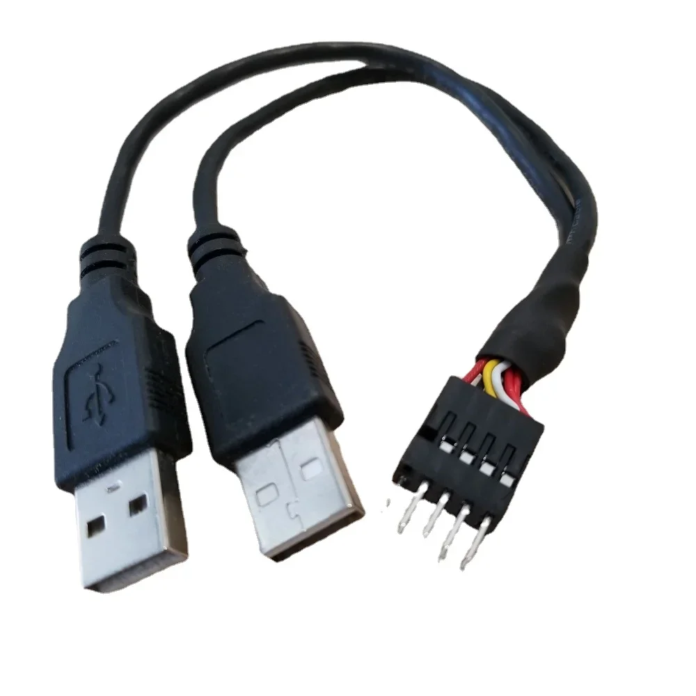 

Двойной USB-разъем типа А, внешний разъем для ПК, внутренний 9-контактный разъем Dupont, адаптер и разветвитель, Кабель-адаптер 20 см, 24awg