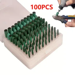 100pcs Rubber Grinding Heads,3mm Shank Assorted Accessory, Mounted Point Wheel Head Kit for Dremel Polish Rotary Tools (Green)