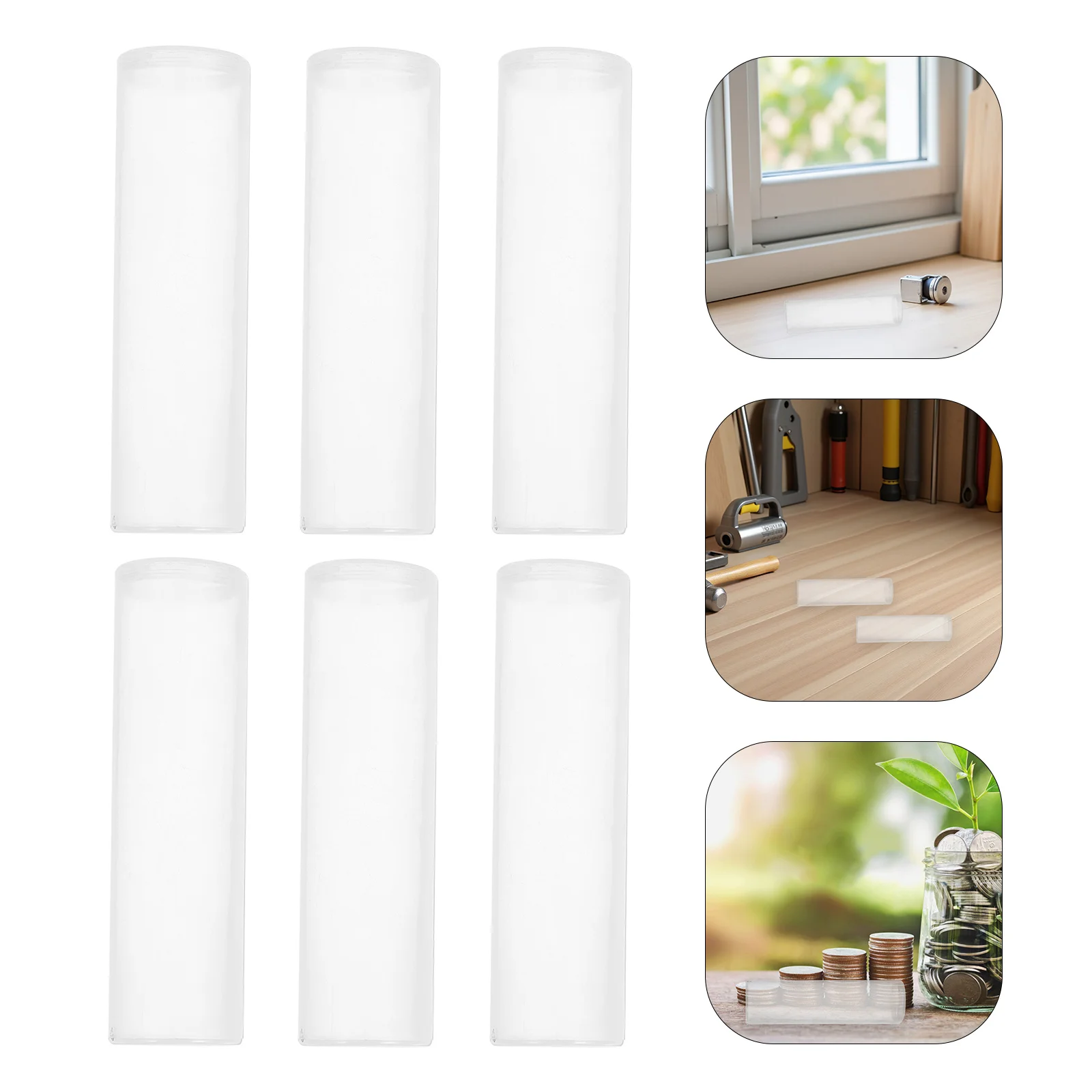 20pcs Zero Money Cylinder Box Transparent White Plastic Coin Storage Container Pp Portable Round Organizer For Home